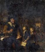 Krzysztof Lubieniecki Bachelor punishing two pupils. oil painting